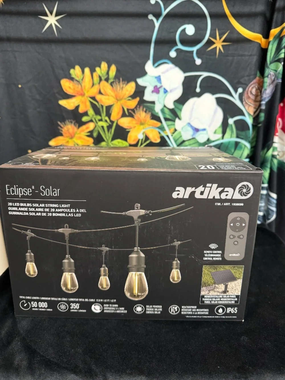 Artika Eclipse Solar Outdoor String Lantern Lights - Black